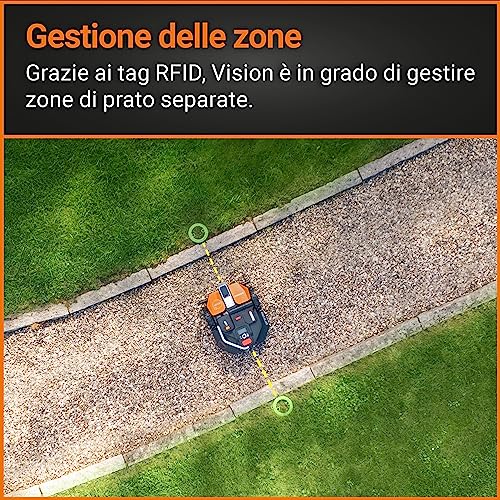 WORX Landroid Vision M550 WR205E Robot cortacésped para Jardines de hasta 550 m² – Robot cortacésped Inteligente sin Cable de limitación – WiFi y Bluetooth – prevención Activa de obstáculos con