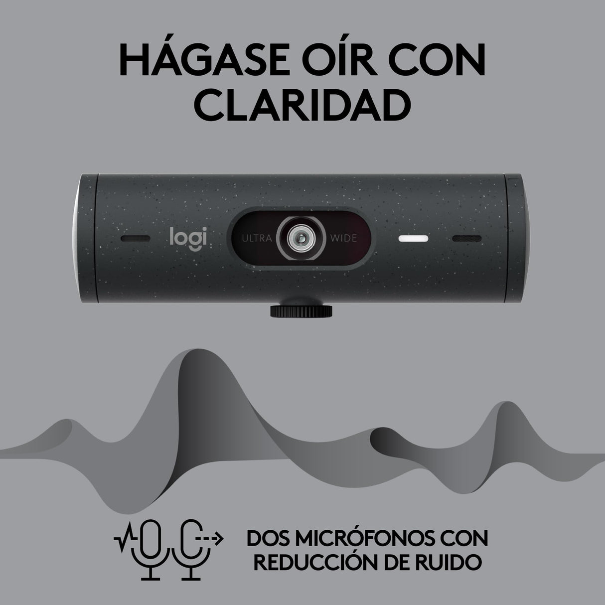 Logitech Brio 505, cámara Web Full HD con corrección de iluminación automática, Encuadre automático, 2 micrófonos con reducción de Ruido, Tapa de privacidad - Msft Teams, Google Meet, Zoom - Gris