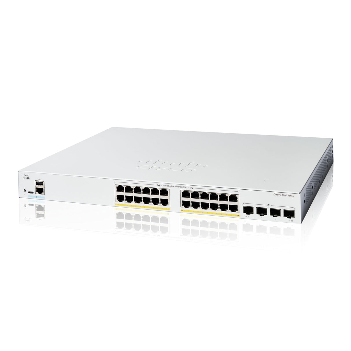 Cisco Switch Inteligente Cisco Catalyst 1200-24P-4G, GE de 24 Puertos, PoE Completo, SFP GE 4x1, protección Limitada de por Vida (C1200-24FP-4G)