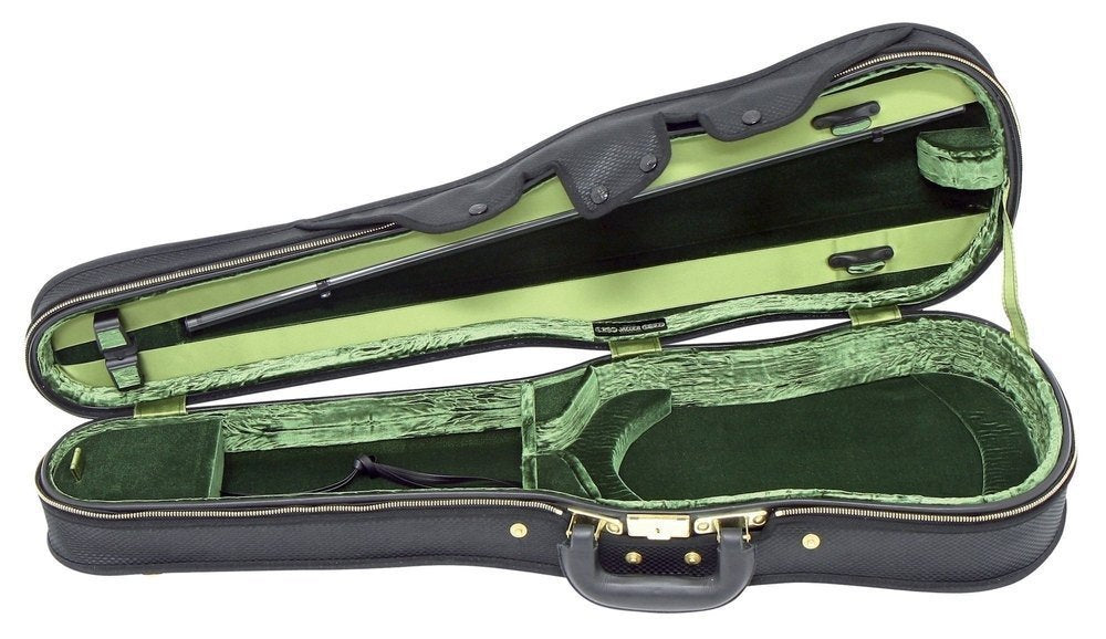 GEWA Estuche de violín Jaeger Prestige, Estuche de lujo para violín, 4/4, Made in Germany, exterior marrón, interior verde