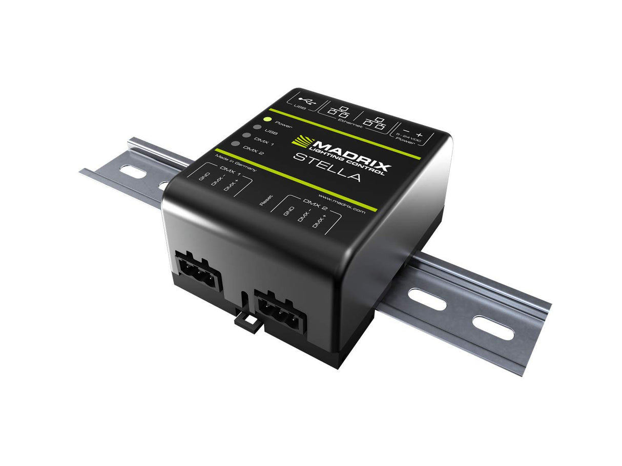 Madrix M0010084 "Stella A 2-Port Art-Net Node o DMX 512" Interfaz USB para proyecto de estado sólido
