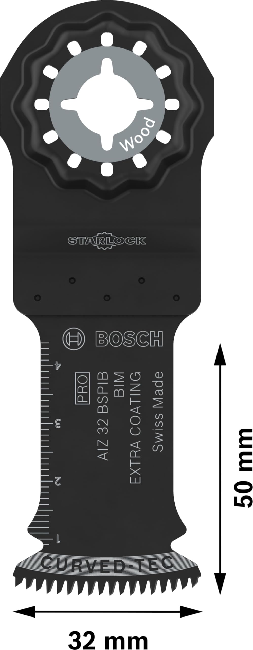 Bosch 50 x PRO AIZ 32 BSPIB - Cuchilla multimaterial para herramientas multifuncionales (para madera dura, placas recubiertas de plástico, ancho 32 mm, accesorios profesionales, herramienta