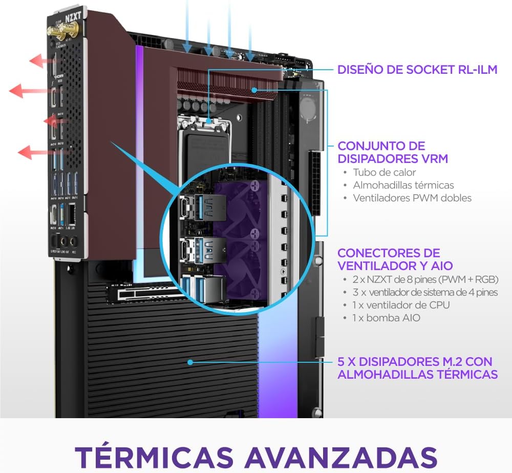 NZXT N9 Z890 Gaming Motherboard - Intel Z890 LGA 1851 ATX for Core Ultra (Series 2) - 20+1+1, DDR5, 5X M.2, PCIe 5.0, Wi-Fi 7, 5GbE, Thunderbolt 4 - RGB, Full Metal Housing - Black