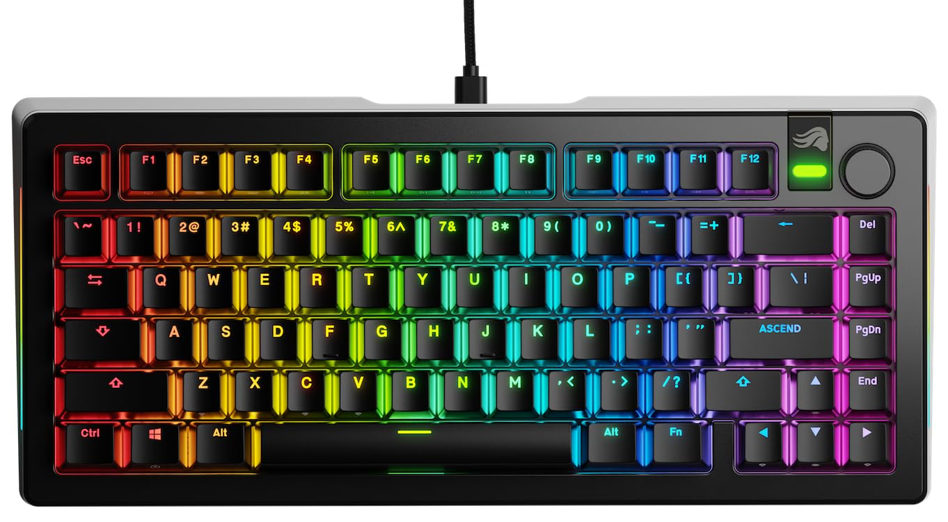 Glorious Gaming GMMK 3 Pro: anpassat mekaniskt tangentbord, 75% TKL, modulärt aluminiumhölje Och packningssystem, utbytbara MX-brytare, ljuddämpande skum, anpassade tangenter, USA QWERTY - Svart