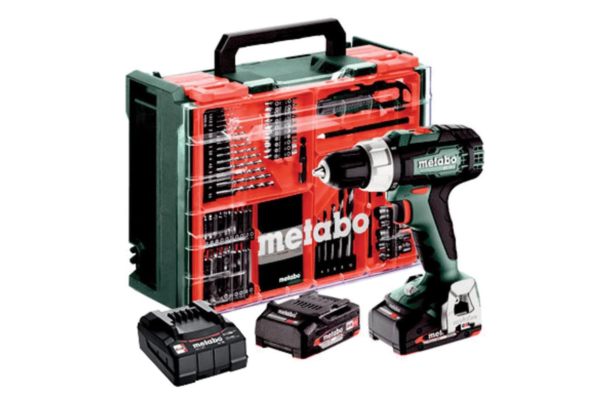 Metabo BS 614051710 - Taladro atornillador inalámbrico (18 L, batería y caja de plástico, 2 baterías LiPOWER 18 V 2 Ah, diámetro de perforación 13 mm/36 mm, peso 1,6 kg)