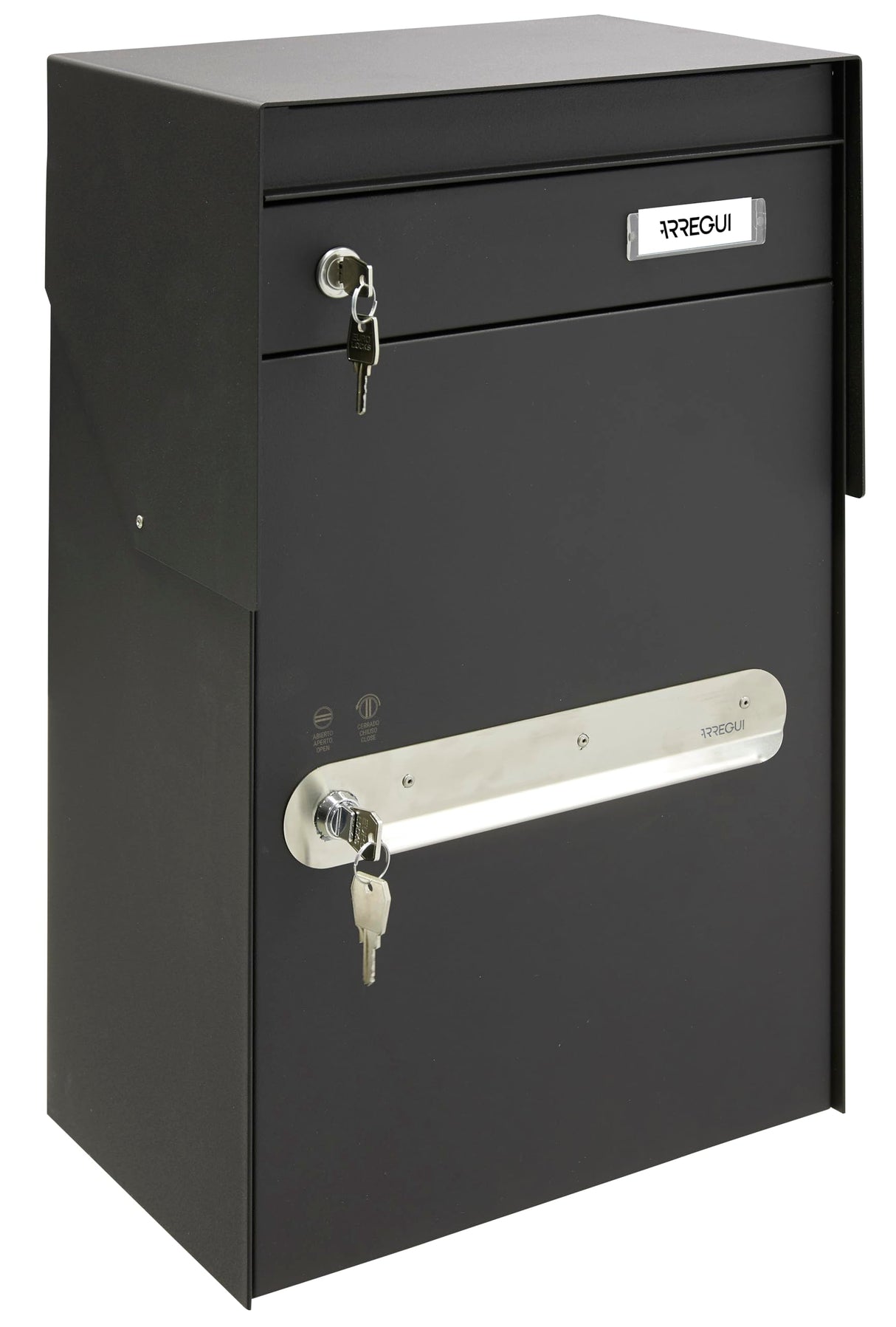 Arregui Bigpack Mail EP2014 Individual de Acero para Correo y para paquetería Grande, buzón para Paquetes, Negro