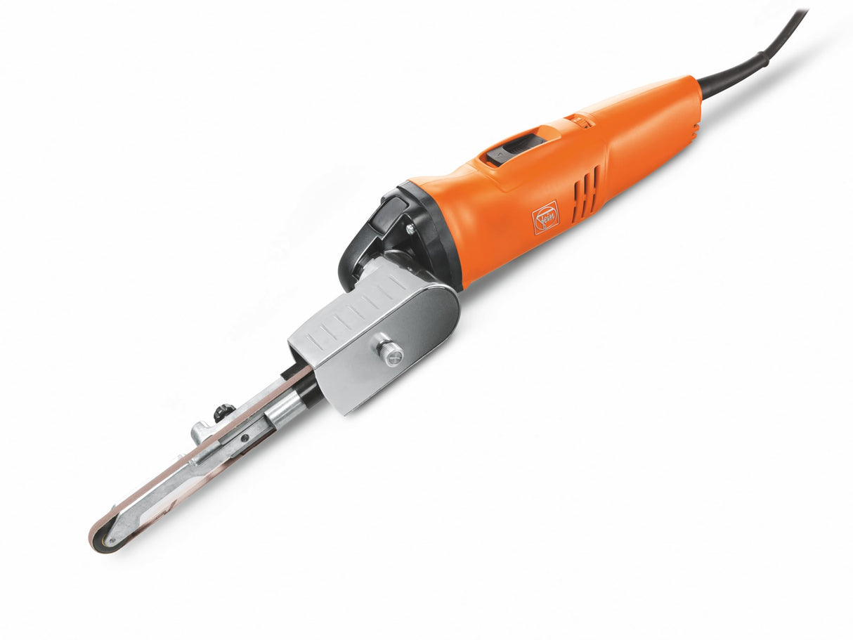 FEIN Lijadora de cinta BF 10-280E para esquinas y cantos en el tratamiento de acero inoxidable, Velocidad en vacío 10 000-28 000 1/min., Cinta 520 x 3/6/20 mm. Velocidad de cinta 12-32 mt/sec