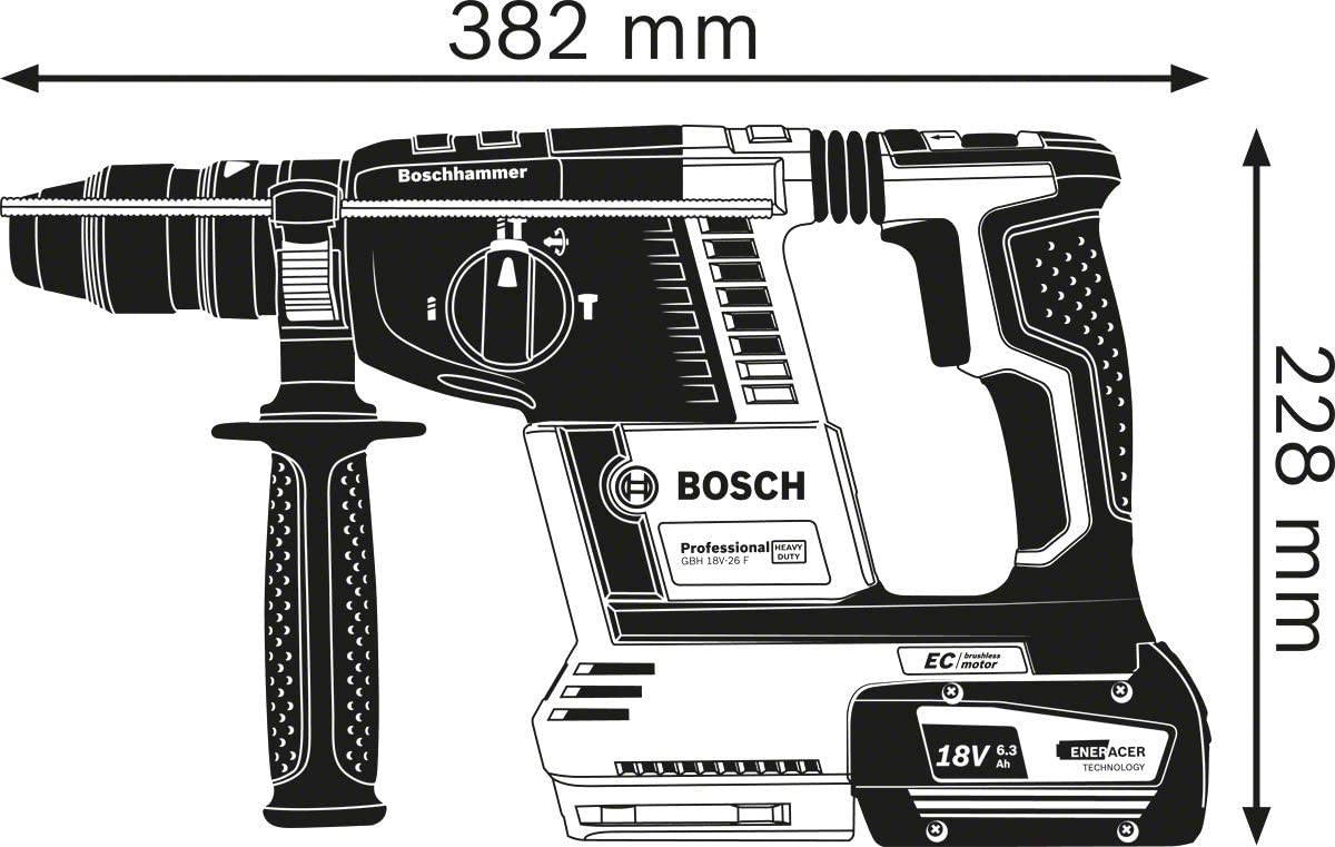 Bosch Professional 18V System GBH 18V-26 F + GLI VariLED - Set martillo perforador a batería + foco de obra (2 baterías x 4.0Ah, en maletín) - Amazon Exclusive