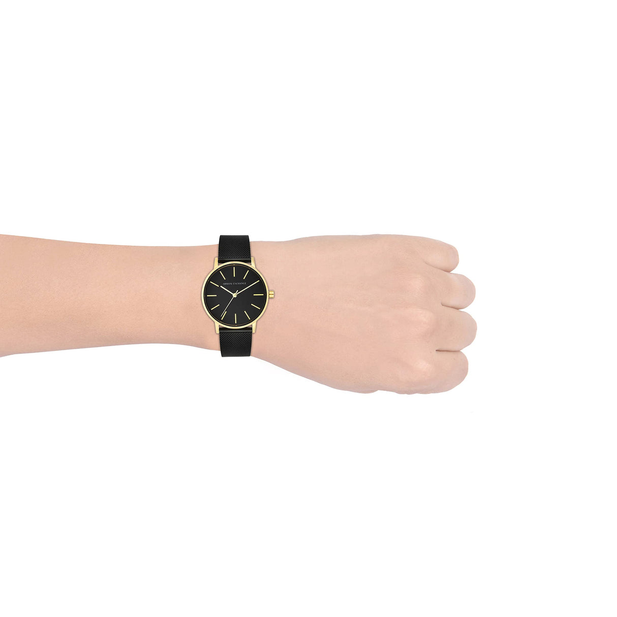 Armani Exchange Orologio da donna, Movimento al quarzo a tre lancette e cassa da 36 mm con cinturino in acciaio inossidabile, Negro y tono dorado