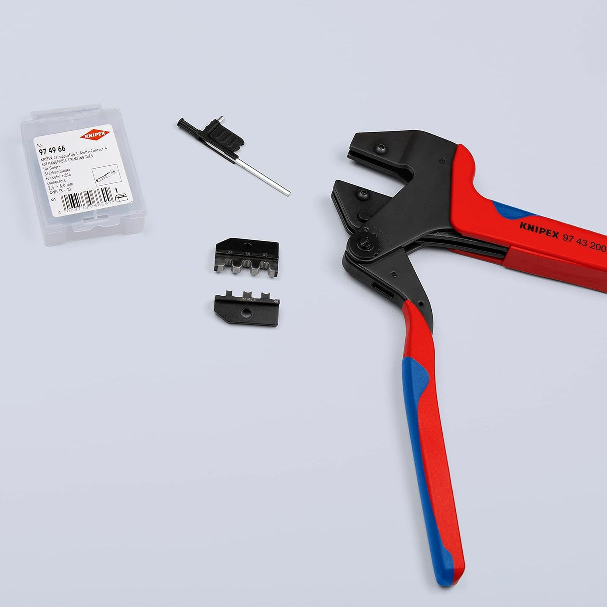 Knipex Crimpadora de sistema para mordazas intercambiables bruñido, con fundas multicomponentes 200 mm 97 43 200