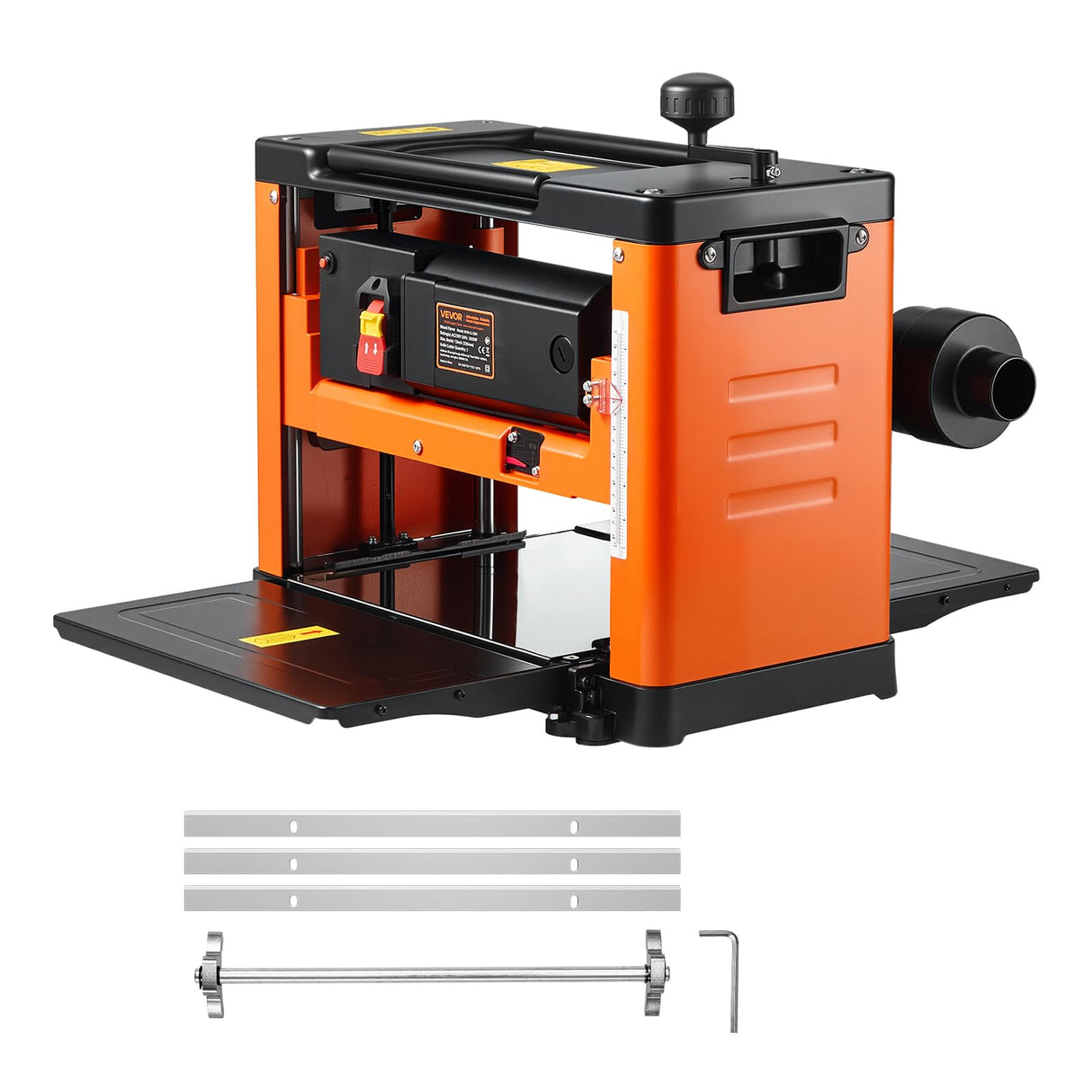 VEVOR Cepilladora Eléctrica de 3 Cuchillas, Mesa de Trabajo de 33 cm de Ancho, 2000 W 23500 RPM Moto Potente, Rodillo Doble, Protección Contra Sobrecargas, Sola Velocidad, para Madera Dura/Blanda