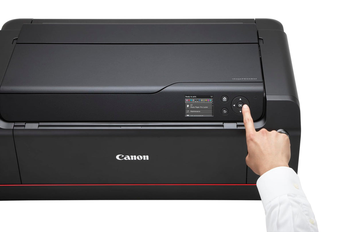 Canon ImagePROGRAF PRO-1000 Impresora Fotográfica Profesional, Sistema de Inyección de Tinta, WiFi, 12 Cartuchos de Tinta, hasta A2, Optimizador de Color, Impresión de Alta Velocidad, Negro