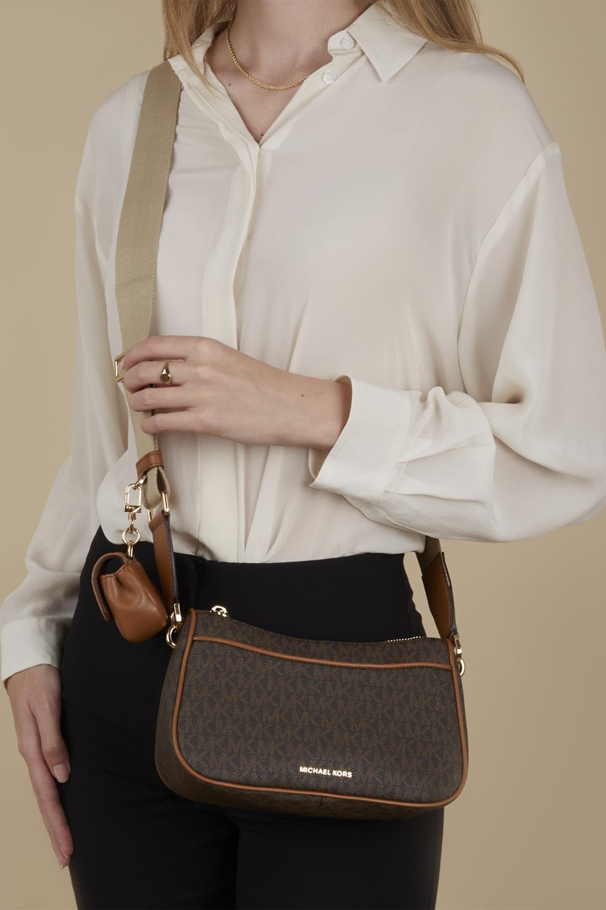 Michael Kors MD TZ PCH XBODY W/Strap, Hand Bag Women