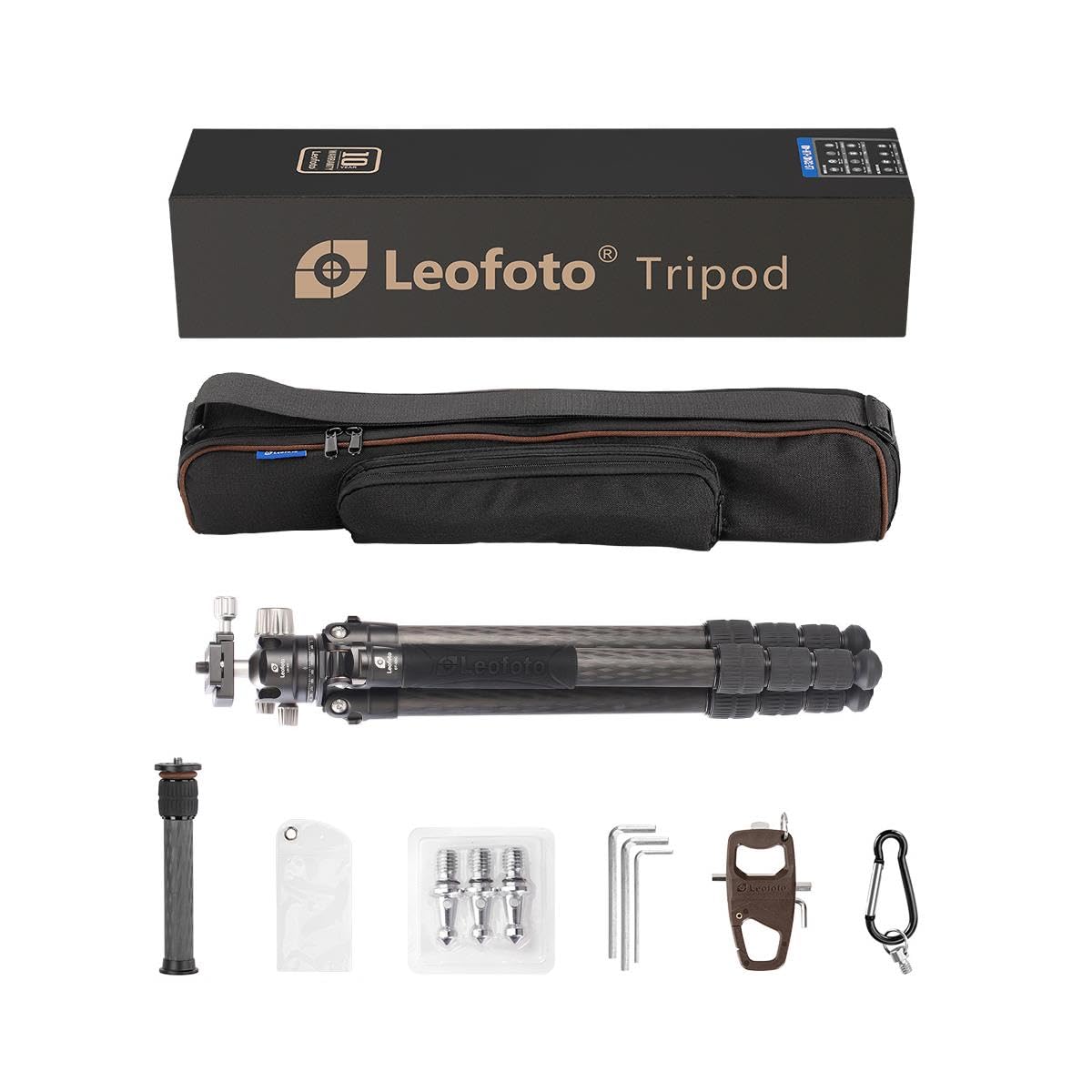 Leofoto - Ranger - Trípode de Carbono para cámaras - Incluye Cabezal esférico - Capacidad de Carga de 15 kg - Pies Extensibles - Altura mínima de 17 cm a una Altura máxima de 171 cm - SC-324C+
