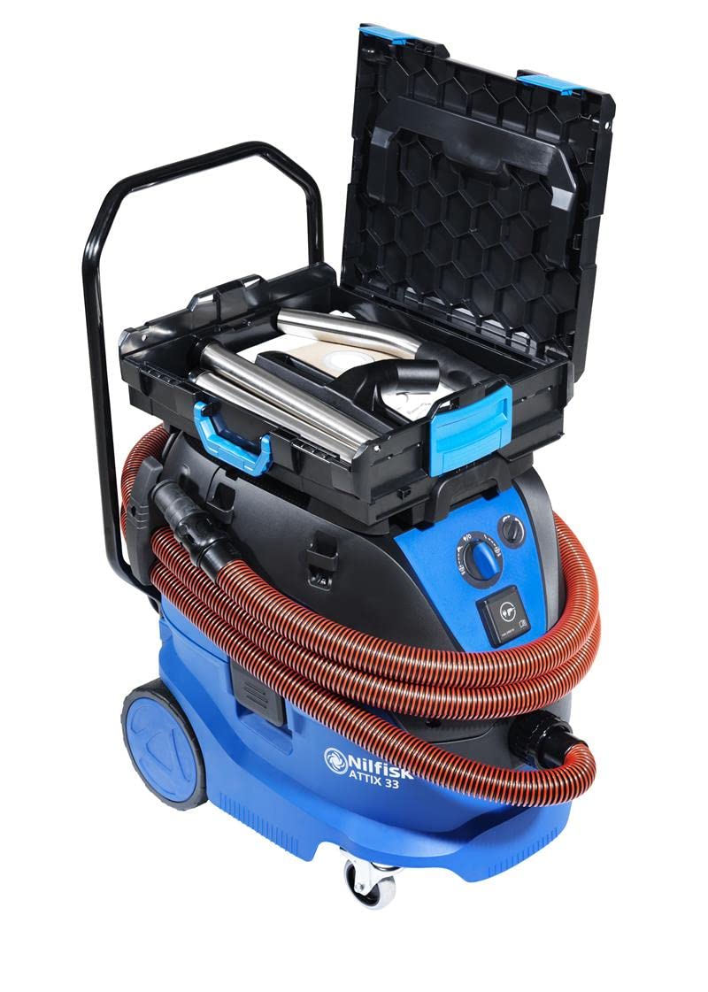 Nilfisk ATTIX 33-2H PC 30L 1400W Negro, Azul - Extractor de polvo (30 L, 1400 W, Negro, Azul, Secar, 75 L/s, 250 mbar)