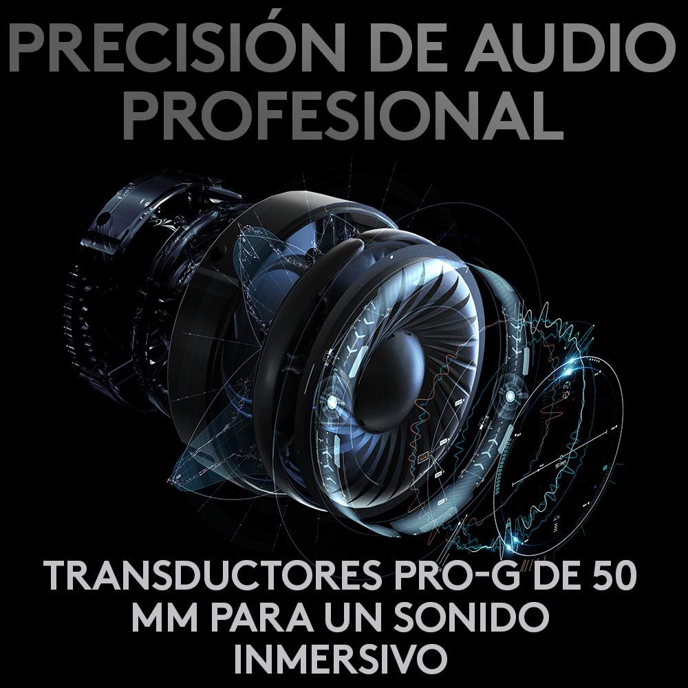 Logitech G PRO X LIGHTSPEED Auriculares inalámbricos para gaming con tecnología de filtro Blue VO!CE, transductores Pro-G de 50mm, DTS Headphone: X 2.0, 20+ horas batería, PC, PS5, PS4, Switch - Negro