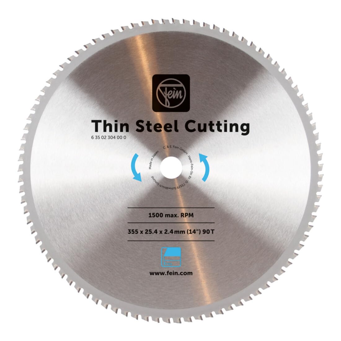 FEIN Hoja de sierra para acero plano para ingletadora MKAS 355 Ø 355 mm., 90 Dientes, Espesor 2,4 mm