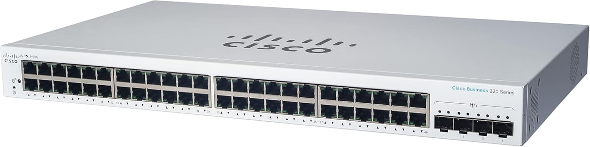 Cisco Switch Inteligente Cisco Business CBS220-48FP-4X | 48 Puertos GE | PoE Completo | 4 SFP+ de 10 G | 3 años de garantía Limitada de Hardware (CBS220-48FP-4X-EU)