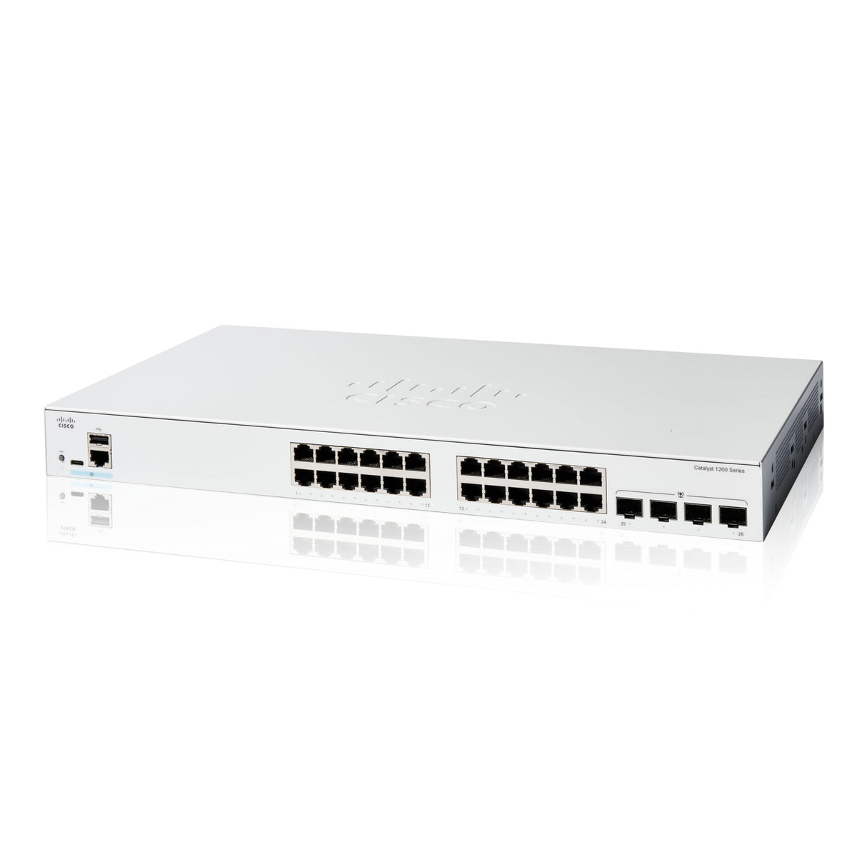 Cisco Switch Inteligente Catalyst 1200-24T-4G, GE de 24 Puertos, SFP GE 4x1, protección Limitada de por Vida (C1200-24T-4G)