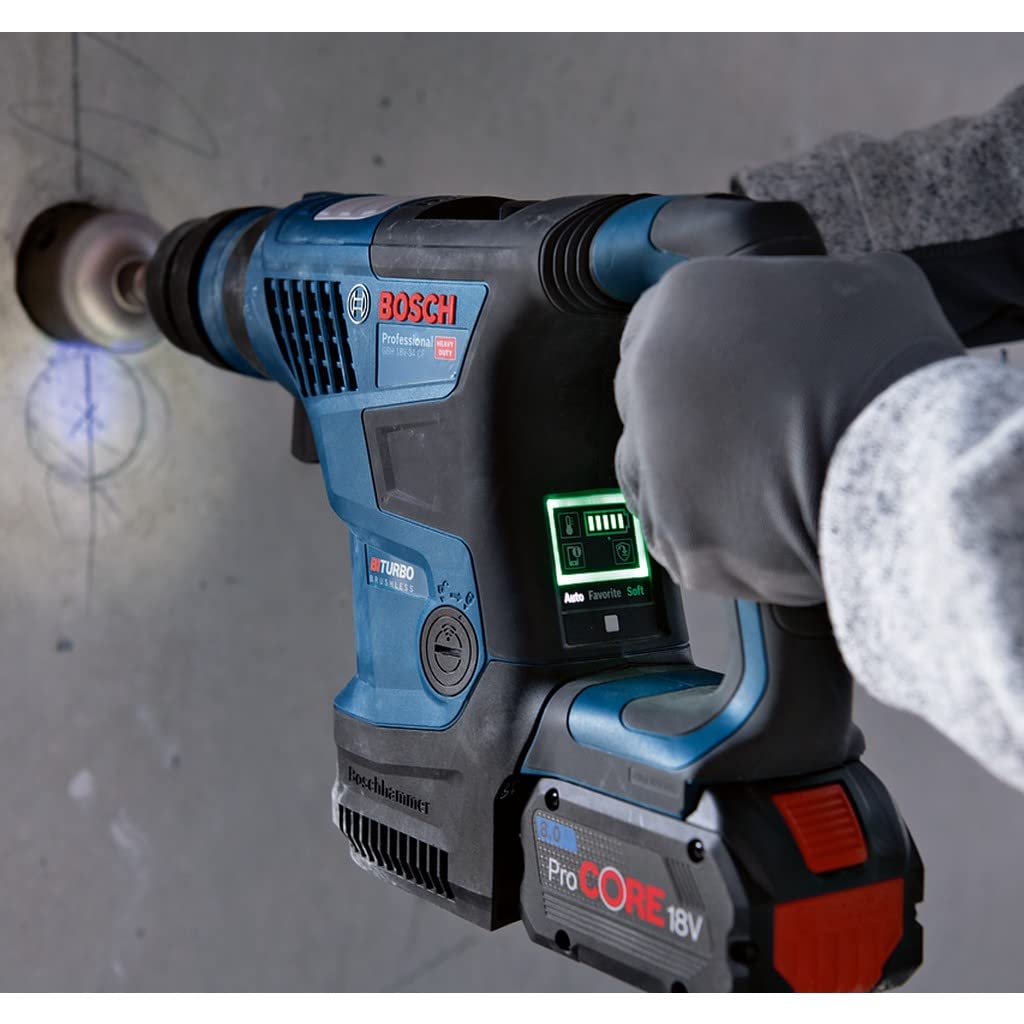 Bosch Professional BITURBO GBH 18V-34 CF - Martillo perforador combinado a batería (18V, 5,8 J, Ø máx. hormigón 32 mm, SDS plus, Connectivity, sin batería, en maletín)