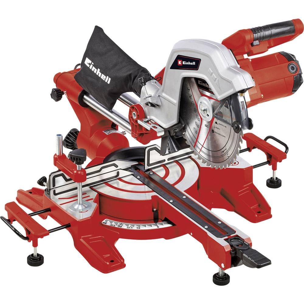 Einhell ingletadora con cable - TC-SM 254-1900 W, función de arrastre montada en tubo doble, plato giratorio con función de ajuste rápido y posiciones de bloqueo, láser, hoja de sierra de carburo