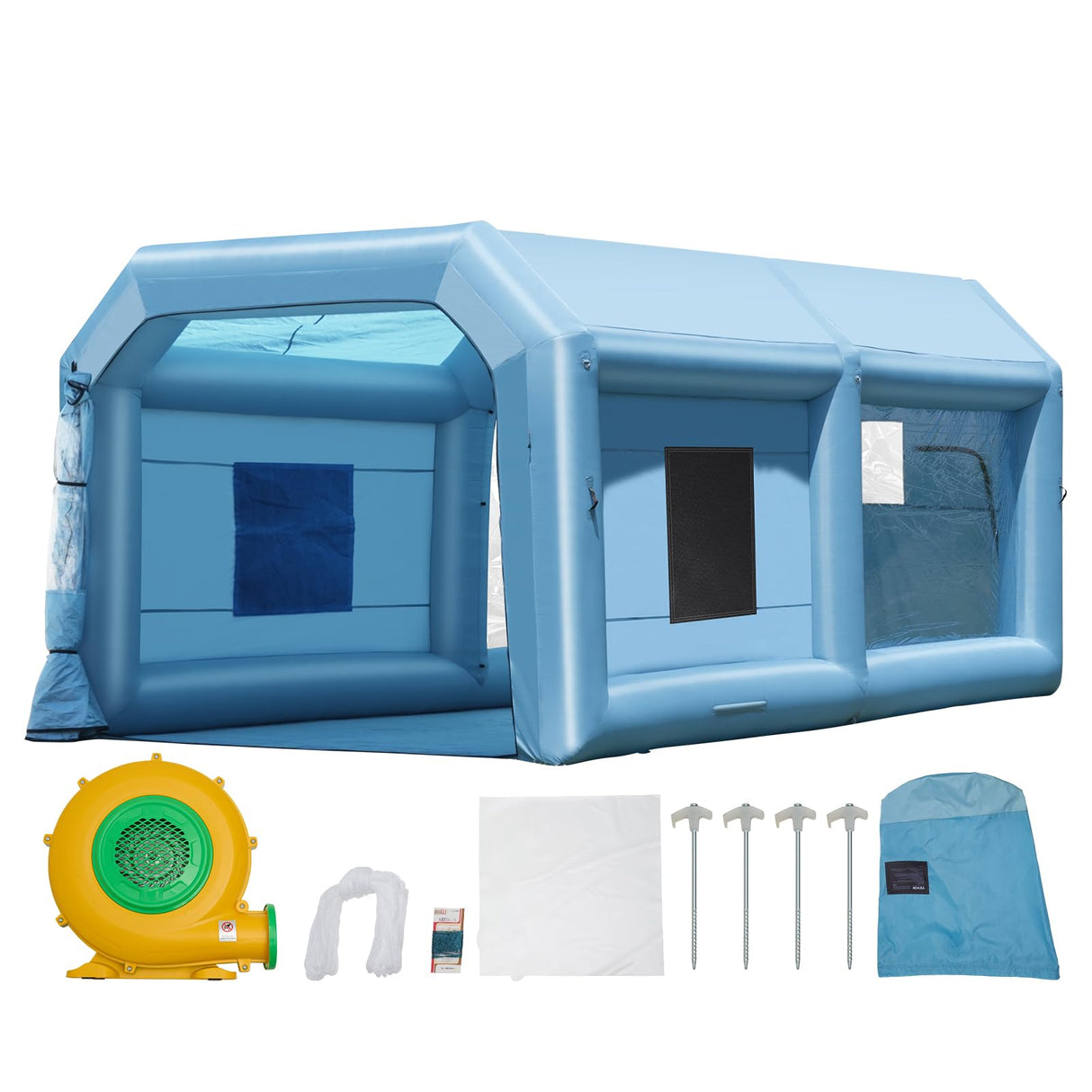 VEVOR Cabina de Pintura Inflable de 6,4 x 4,1 x 3 m con Potente Soplador de 1100 W y Sistema de Filtro de Aire, Cabina de Pintura Portátil para Vehículos Medianos, Pintura de Muebles Grandes