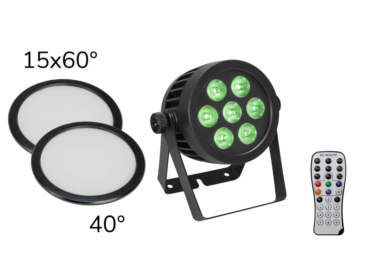 EUROLITE Set LED IP PAR 7x8W QCL Spot + 2x Diffusorscheibe (15x60° und 40°) (20000670) marca Eurolite