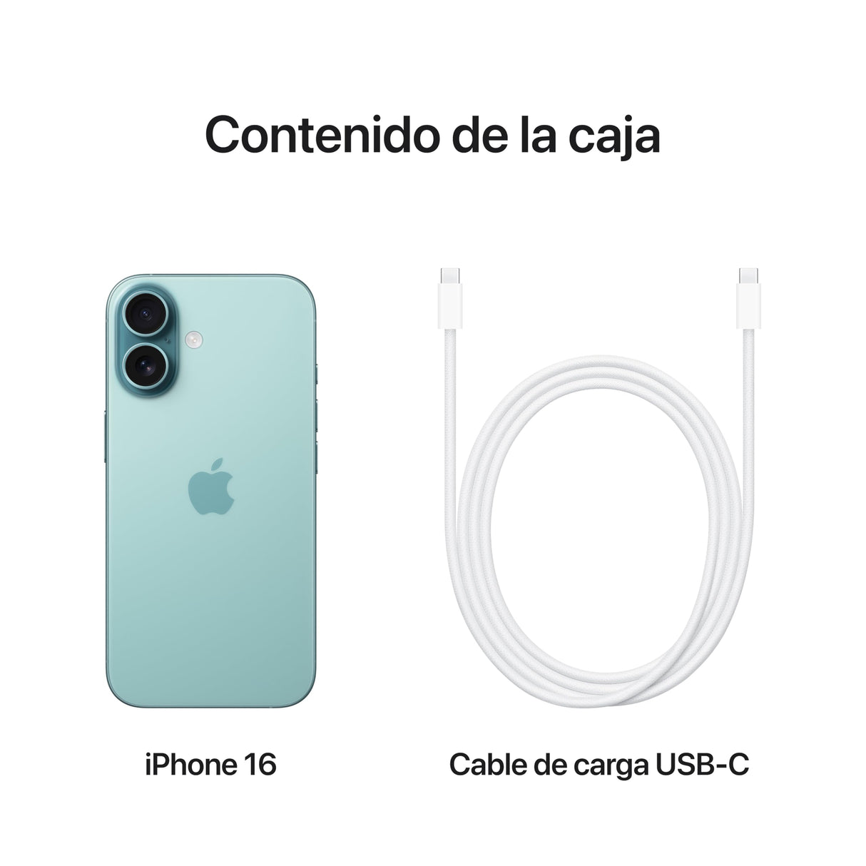 Apple iPhone 16 (256 GB) - Turquesa + Funda de Silicona con MagSafe - Negro