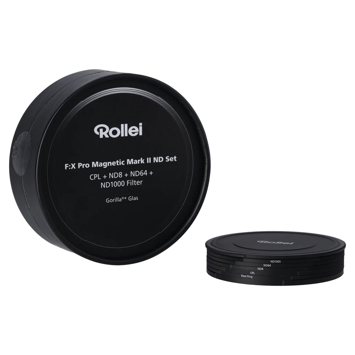 Rollei F:X Pro - Juego de filtros Redondos magnéticos ND Mark II en 72 mm. Juego de filtros magnéticos Rollei Compuesto de CPL, ND8, ND64, ND1000 y Anillo Base magnético, Ideal para la exposición