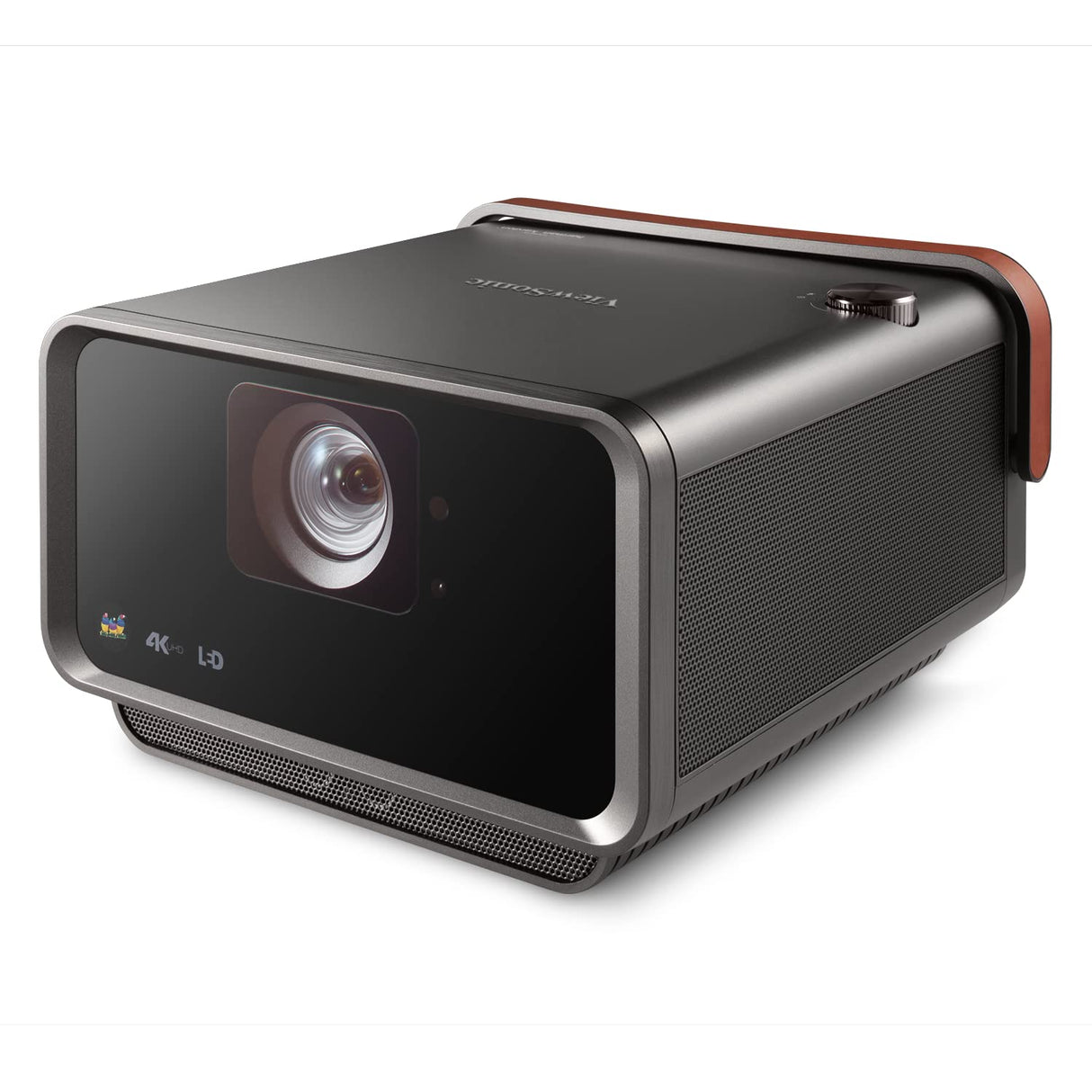 ViewSonic X10-4K Proyector SMART LED UHD portátil de corto alcance para juegos, entretenimiento familiar y doméstico con Wi-Fi Bluetooth y audio Harman Kardon - Carbón metálico