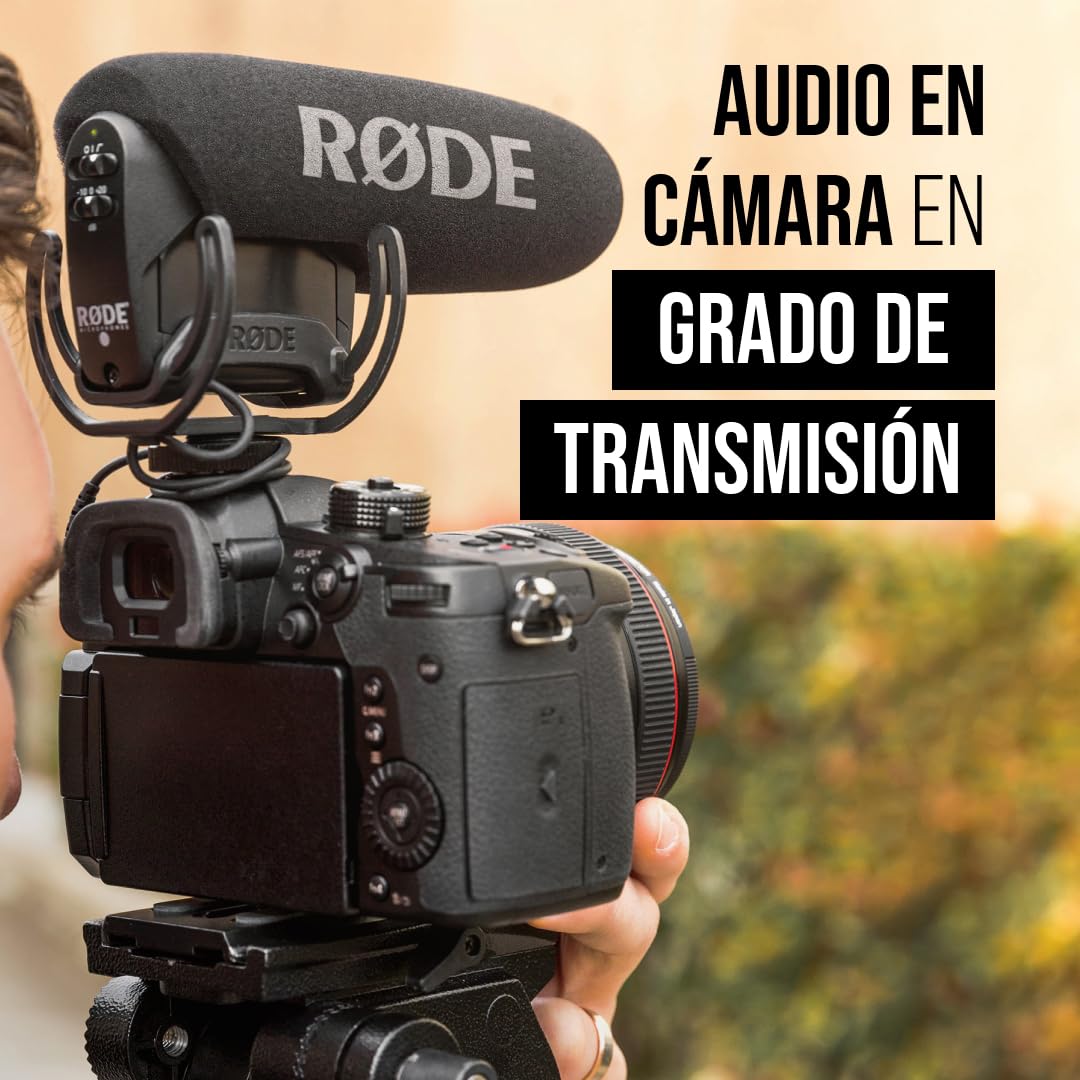 VideoMic Pro de RØDE - Micrófono de cañón profesional para uso en cámara con filtro de paso alto y atenuación para filmaciones, creación de contenidos y grabación en localizaciones