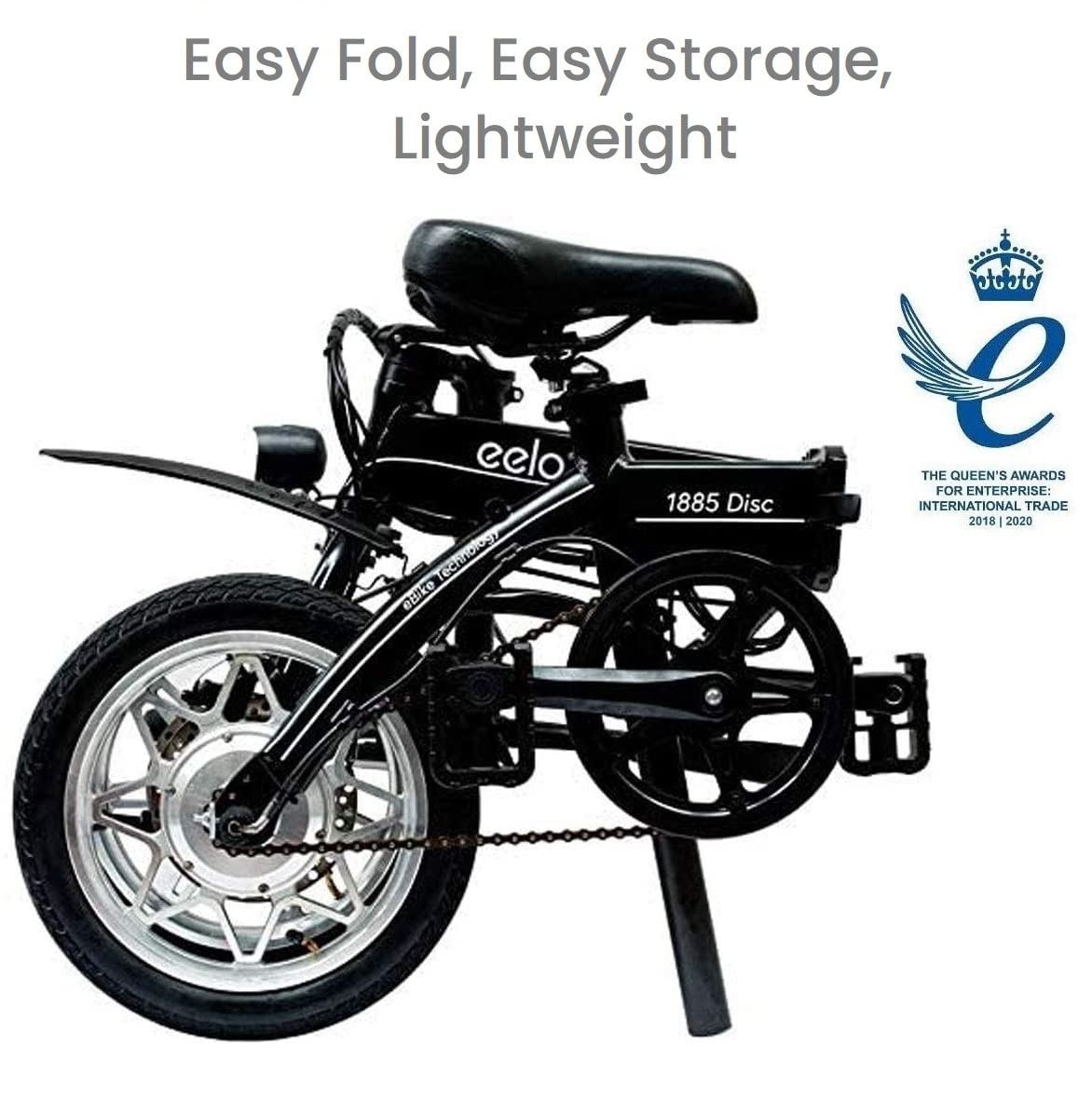 eelo 1885 PRO Bicicleta Eléctrica Plegable de 14" - Bicicleta con Motor Ebike para Adulto Fácil de Guardar - 3 Años de Garantía del Fabricante - Ganadora del Queen's Award - Ensamblada en Reino Unido