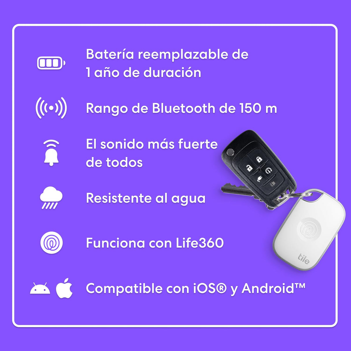 Tile by Life360 Pro - Localizador Bluetooth Potente, localizador de Llaves y localizador de Objetos para Llaves, Bolsos y Mucho más. Compatible con iOS y Android. Paquete de 4 (Negro/Blanco)