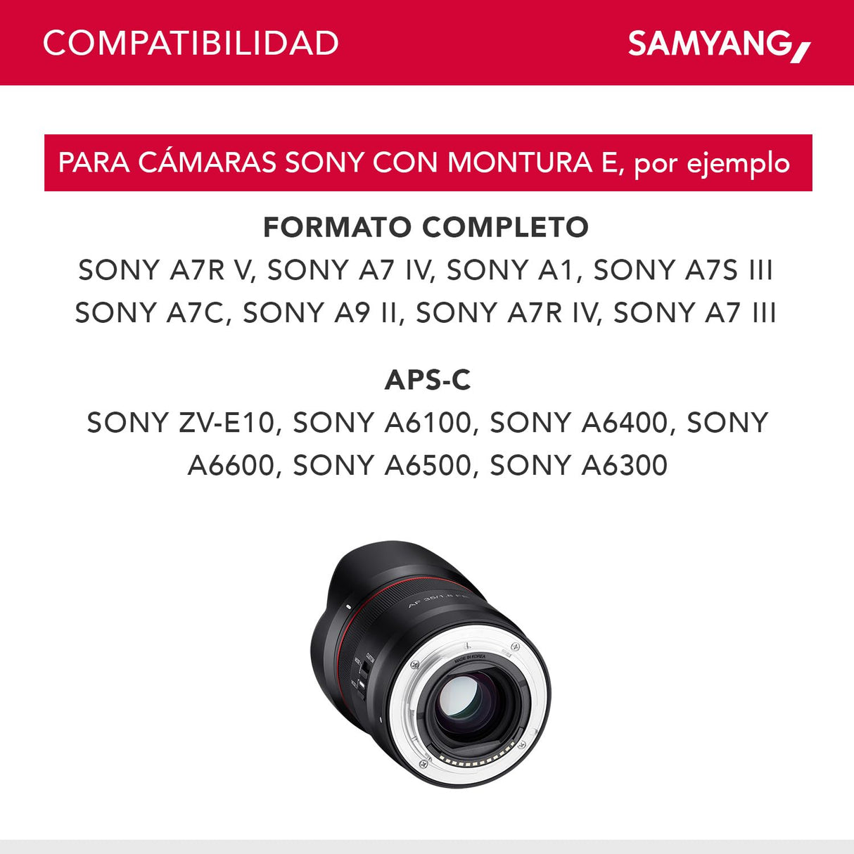Samyang AF 35 mm F1,8 FE + estación de Lente para Sony E-Mount Full Format & APS-C I Ultra Ligero Gran Angular con Enfoque automático rápido I Distancia Focal Fija para Sony Alpha A7C, A7 III, A6100,