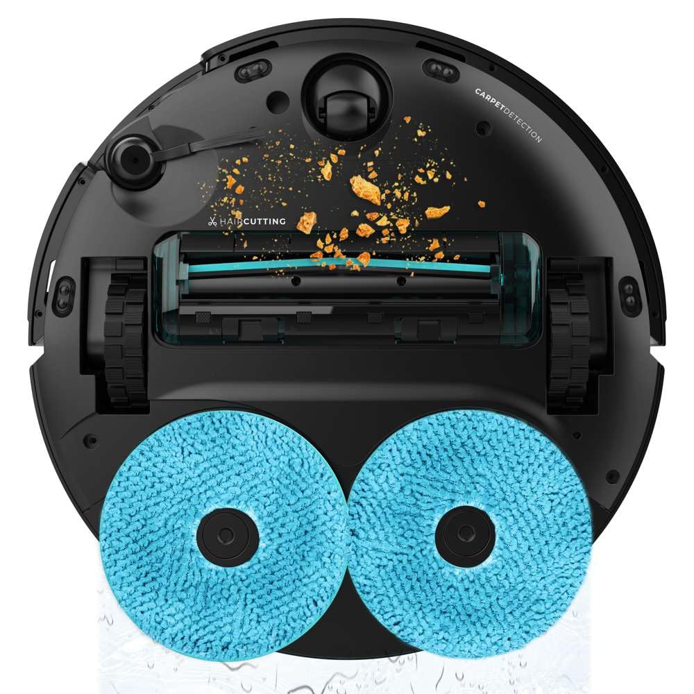 Cecotec Robot Aspirador con Base Autovaciado e IA Conga X100. Láser e Inteligencia Artificial con Cámara, Motor Succión 20000Pa, Mopas Giratorias Elevables, Cepillo Lateral y Mopa Derecha Extensibles