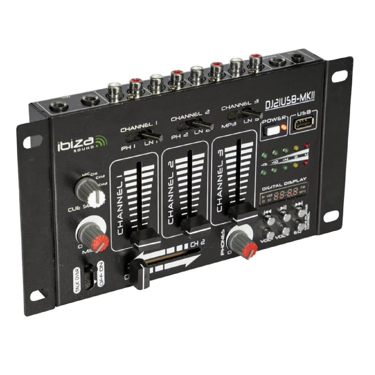 Ibiza - DJ21USB-MKII - Mezclador de 4 vías/7 canales con varias entradas - USB - Negro