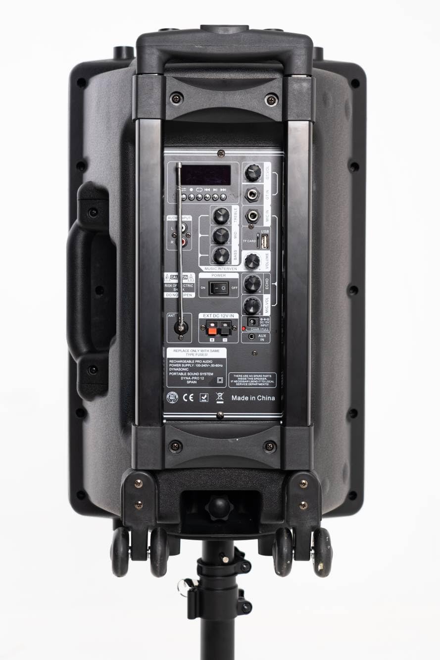 DYNASONIC - DYNAPRO 12 Plus (3ª Generación) Altavoz Bluetooth Portatil Profesional, Altavoz Bluetooth Potente 700W 2 microfonos Karaoke y Soporte Tablet