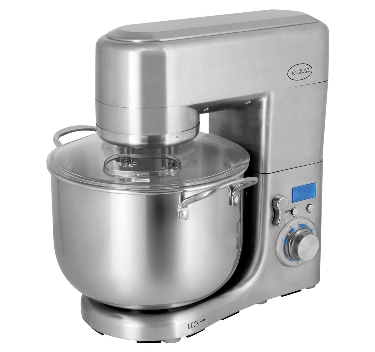 RGV Pastaprof PL10S amasadora planetaria, capacidad 10 l, doble gancho, 1500 W, 6 velocidades, color plateado, W
