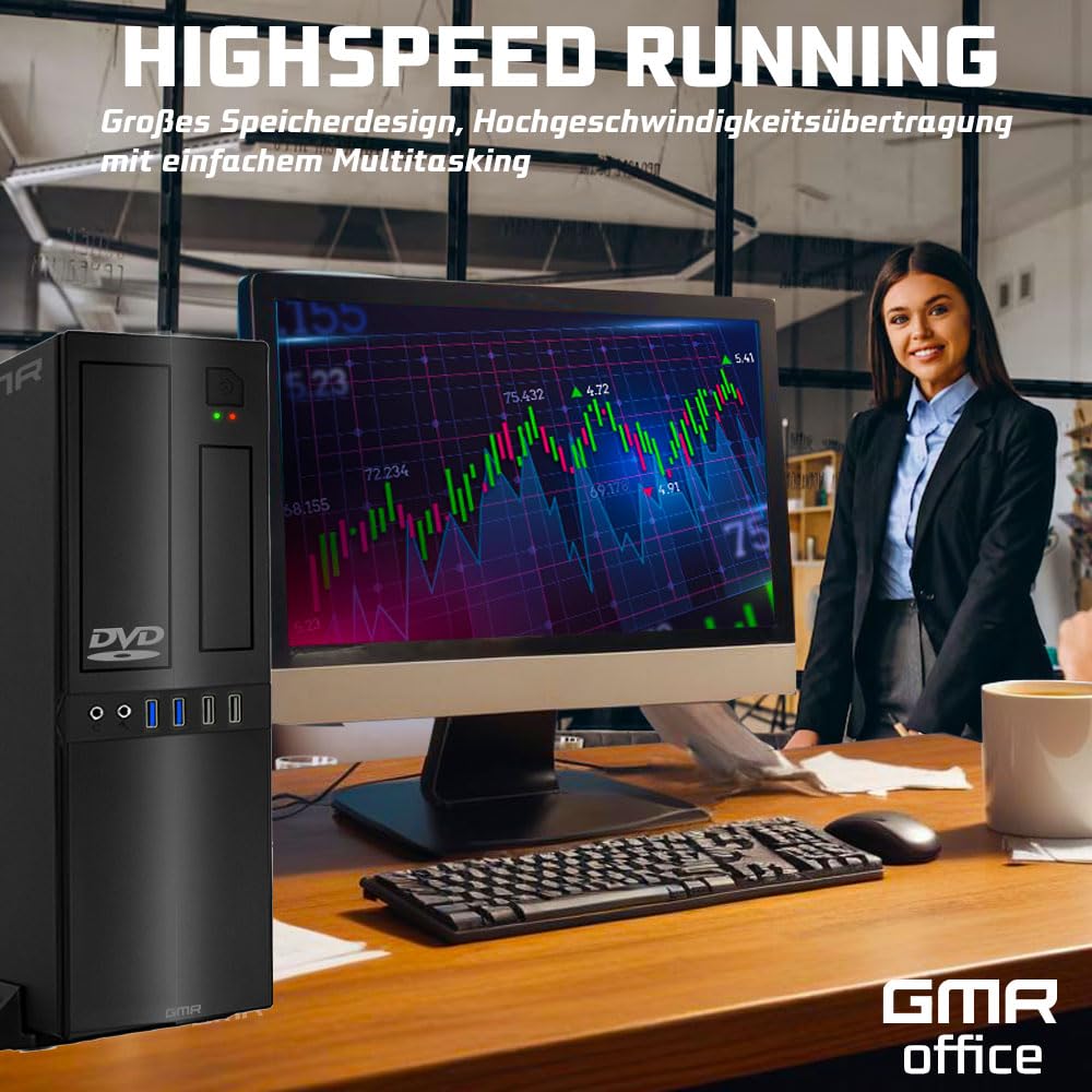 GMR Ultra Slim i7 Office PC, Computadora de Oficina de Negocios, garantía de 3 años, 32 GB RAM, 4000 GB SSD, DVD±RW, USB 3, Windows 11 Prof, WiFi Bluetooth