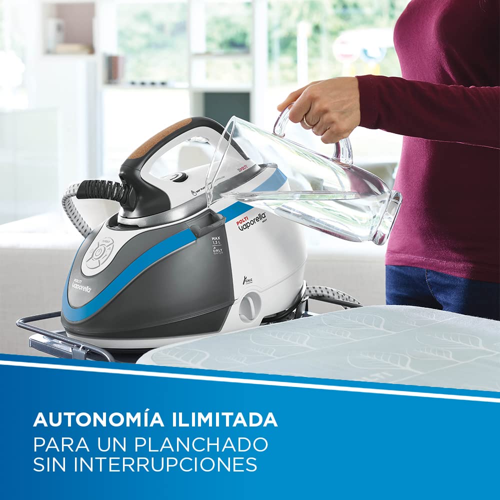 Polti Vaporella Next VN18.25, Centro de Planchado con Caldera de Alta Presión Max 6.5 Bar, Potencia 2200 W, Función Turbo, Autonomía Ilimitada, Depósito 1.3 L, Pulso de Vapor 400g, Blanco y Azul