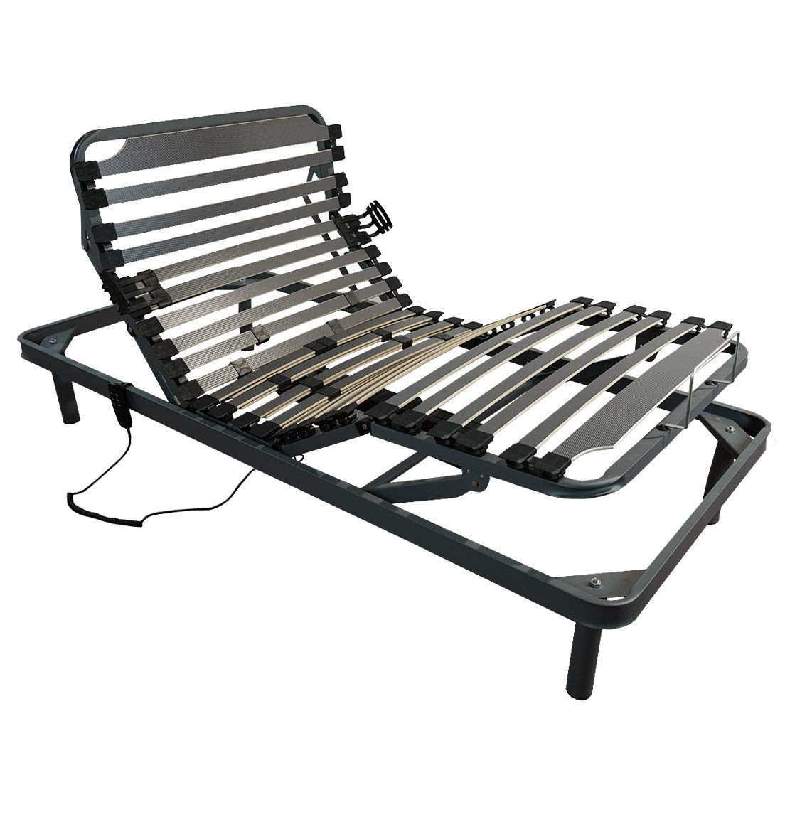 Duérmete Online Pack Cama Articulada Eléctrica Reforzada 5 Planos + Colchón Sanitario Viscoelástico Impermeable, Gris Antracita, 80x180