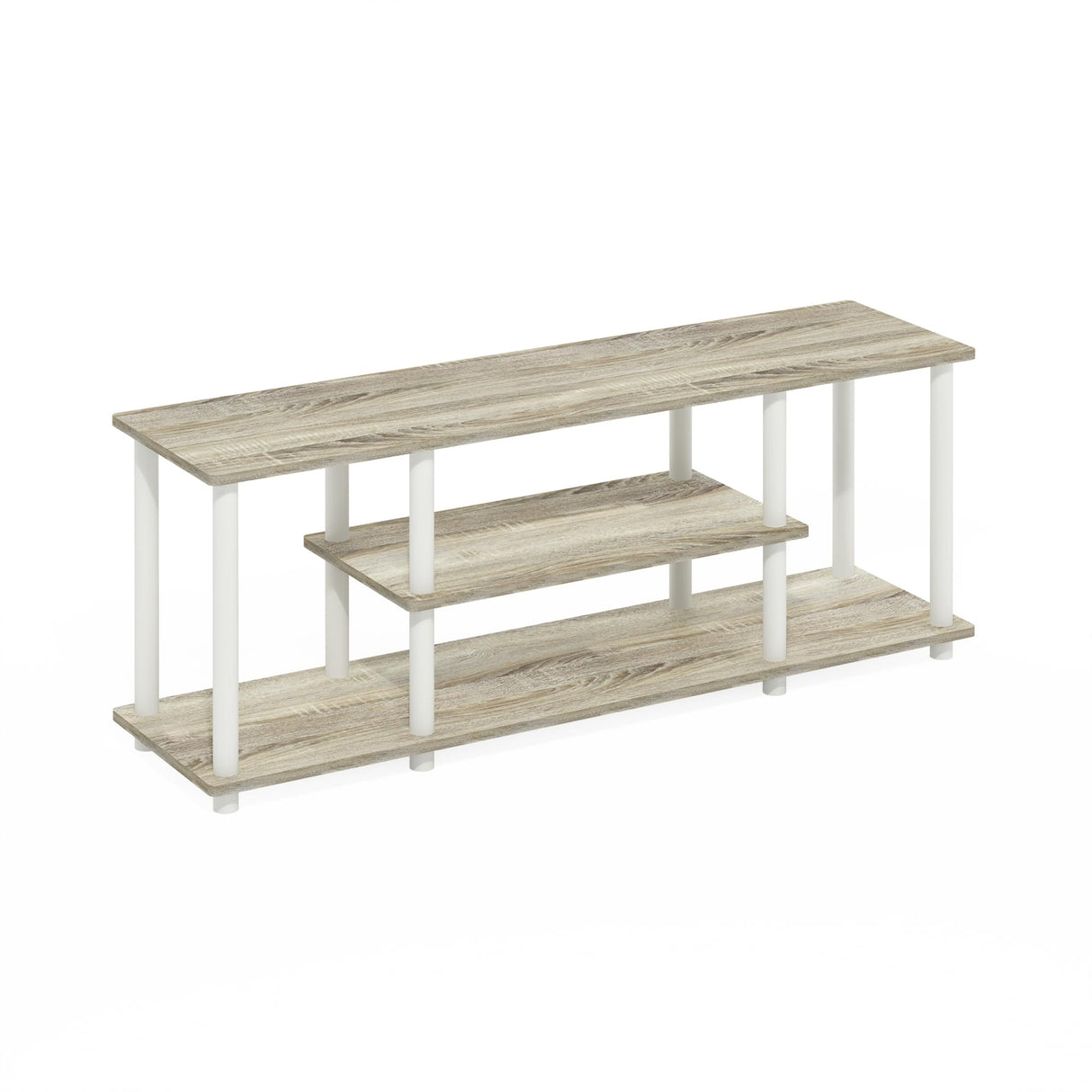 Furinno Soportes de TV de entretenimiento de 3 niveles Roble/Blanco