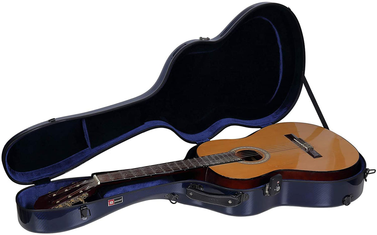 Crossrock Air Carbon Series Guitar Case Fits 4/4 Classic Guitar-100% Purity Carbon Fiber Flight Case, Protective Cover, Fixed & Removable Padding - Includes TSA Lock-Blue (CRF6030CBL)