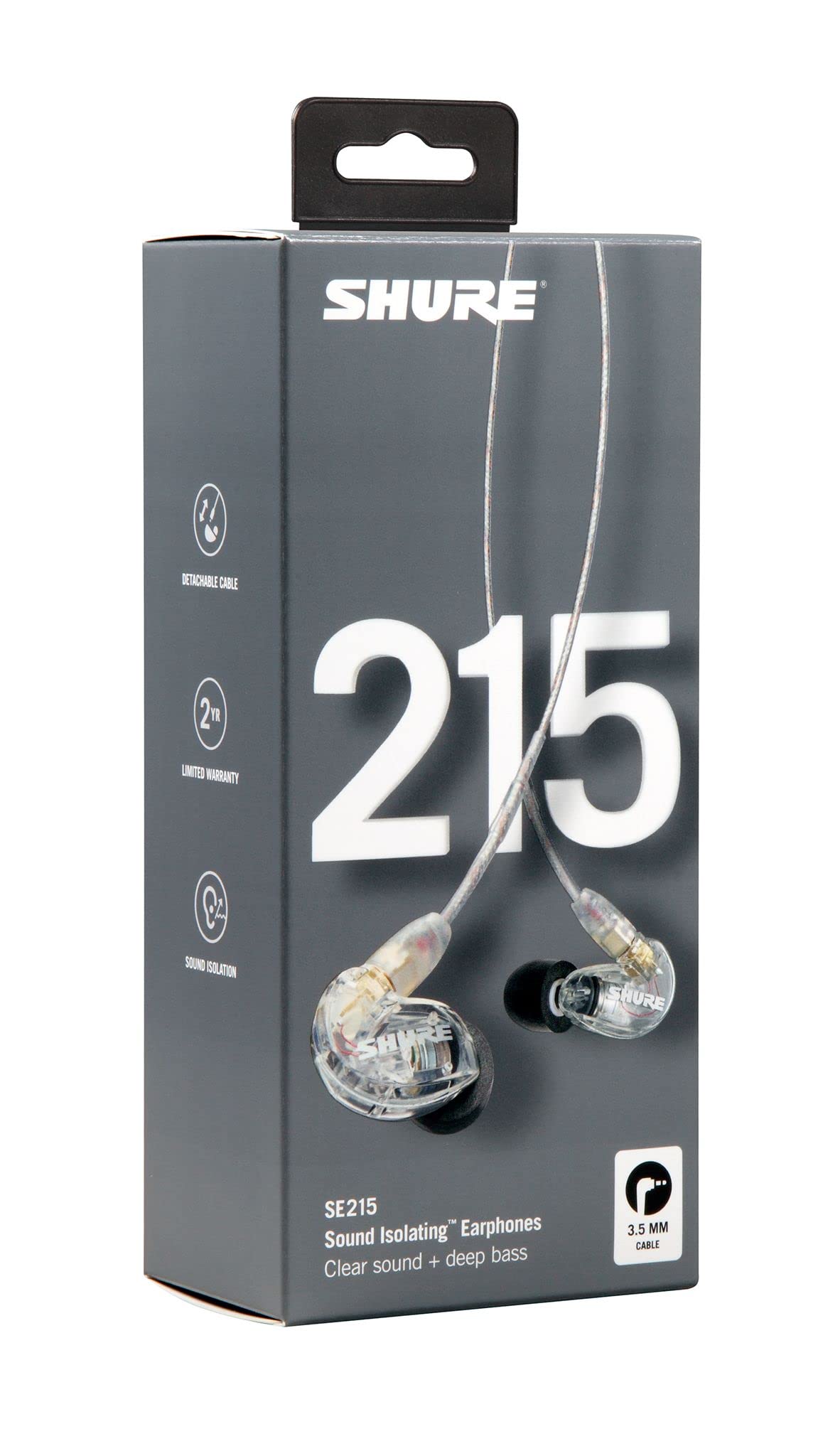 Shure SE215-CL Transparente Intraaural auricular - Auriculares (Intraaural, Alámbrico, 22 - 17500 Hz, 107 dB, 20 Ω, Transparente)