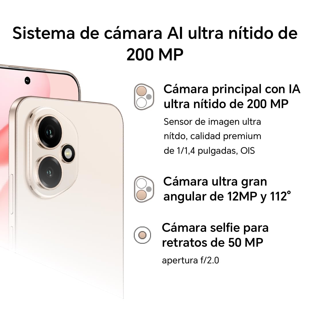 HONOR 400 5G-Smartphone 8GB+256GB, Cámara de 200MP con IA, Super Zoom con IA,6.55” y 120Hz y 5000 nits,Snapdragon 7 Gen 3,Android 15, Dual SIM, NFC, IP65,MagicOS 9.0-Desert Gold