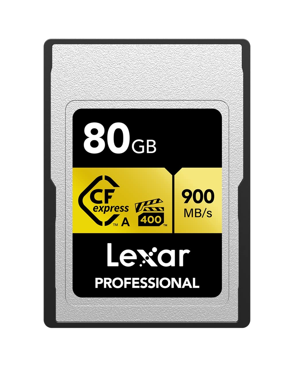Lexar Tarjeta de Memoria Profesional CFexpress Tipo A Gold Series de 80 GB, hasta 900 MB/s de Lectura, Video 8K de Calidad cinematográfica, clasificada VPG 400 (LCAGOLD080G-RNENG)