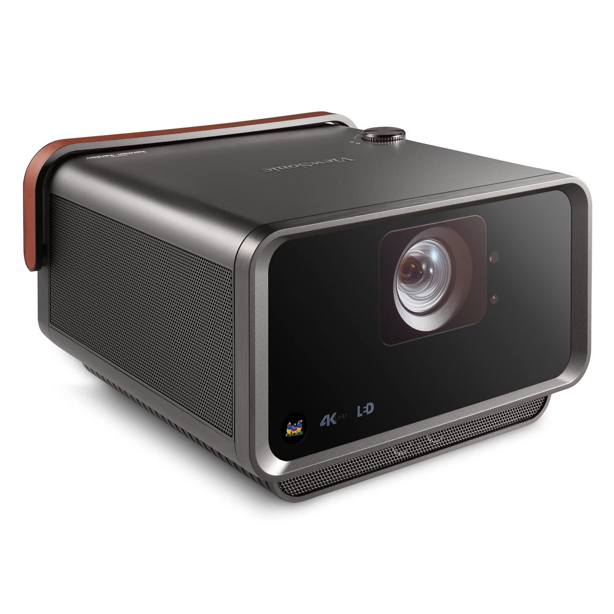 ViewSonic X10-4K Proyector SMART LED UHD portátil de corto alcance para juegos, entretenimiento familiar y doméstico con Wi-Fi Bluetooth y audio Harman Kardon - Carbón metálico