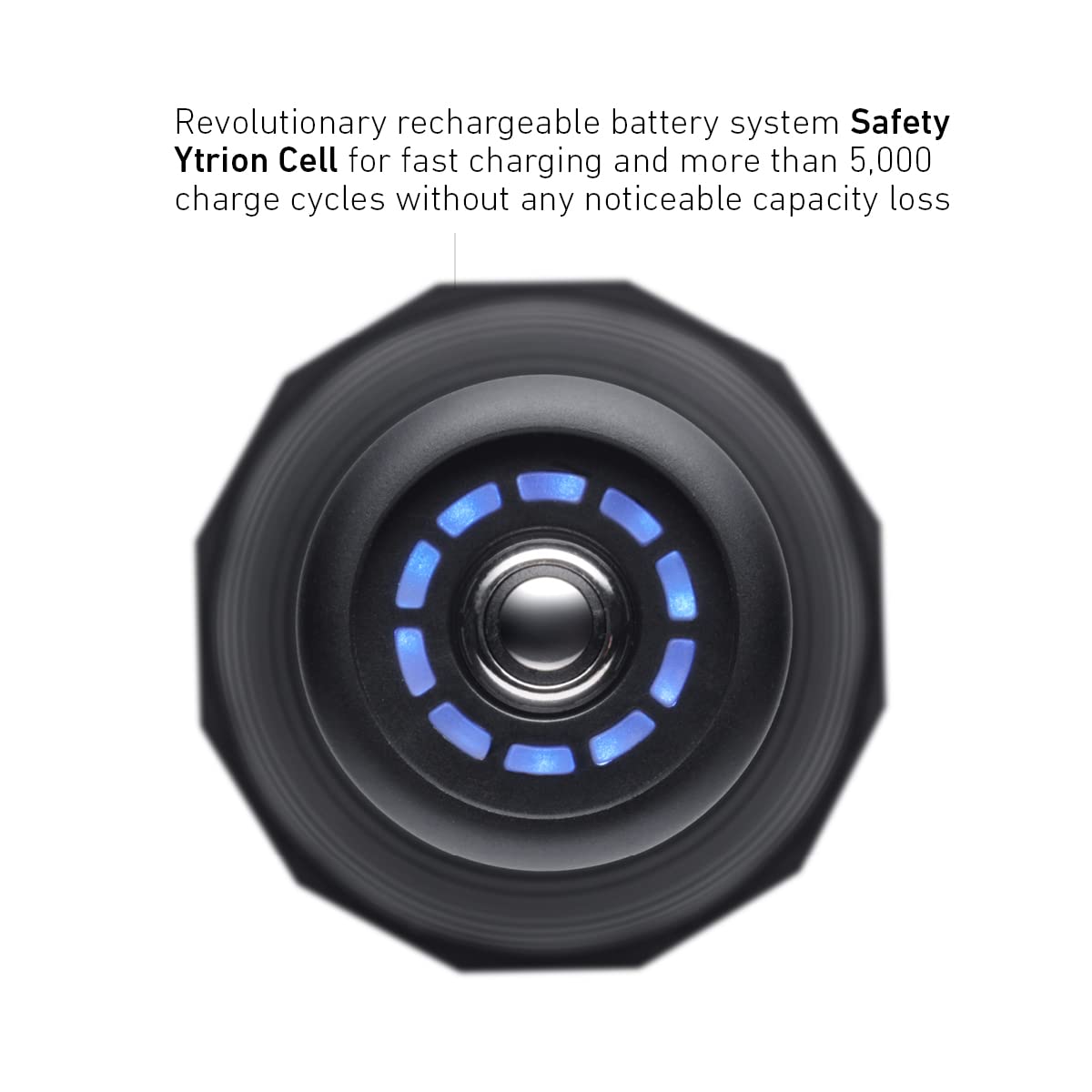 Linterna de bolsillo LED Ledlenser X21R, reflector, recargable con batería de litio LiFePO, 5000 lúmenes, enfocable, tecnología X-Lens, haz de luz de 800 m, carga magnético y soporte para la pared