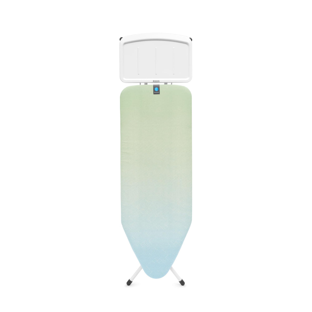 Tabla de planchar Brabantia C, 124x45cm - Soothing Sea | 100% algodón Comercio Justo | Planchas generador vapor | Gran soporte metálico para unidad vapor | Estable, grande | Plegable, altura ajustable