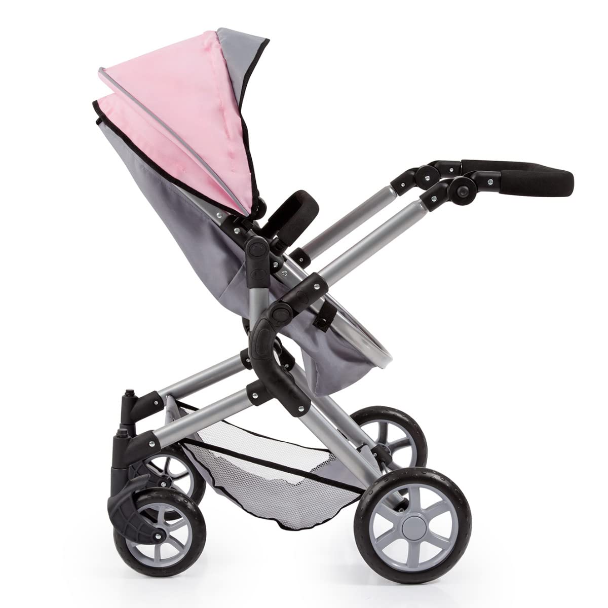 Bayer Design-18108AA Cochecito de Muñecas City Neo con Bolso Cambiador, Transformable, altura regulable, plegable, moderno, color gris, rosa con hada, Small (18108AA)